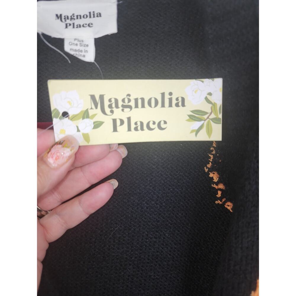 Unique Vintage Sweater Magnolia Place Black One size comfy cozy festive Pumpkin - Picture 6 of 12
